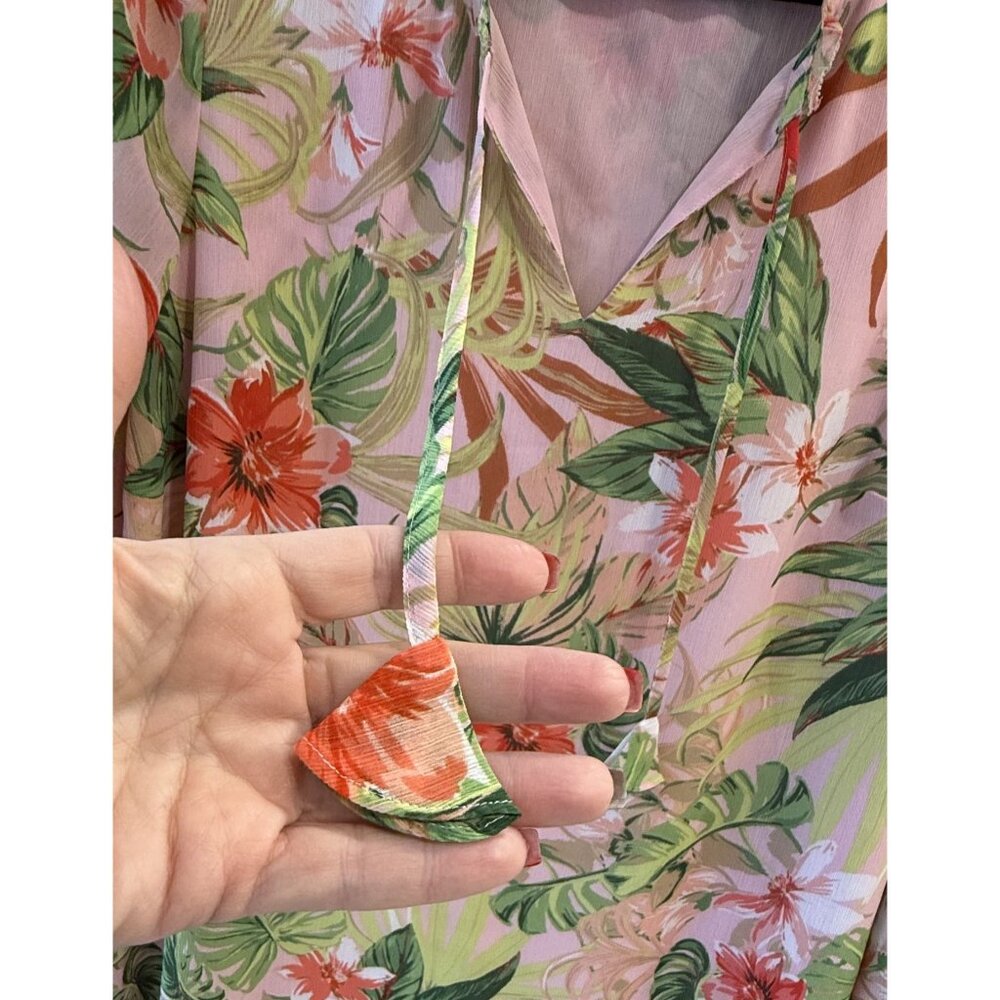 J Jill Tropical Floral Womens M Vacation Wear Lined Flowy 3/4 Sleeve Tunic GUC - Picture 4 of 8
